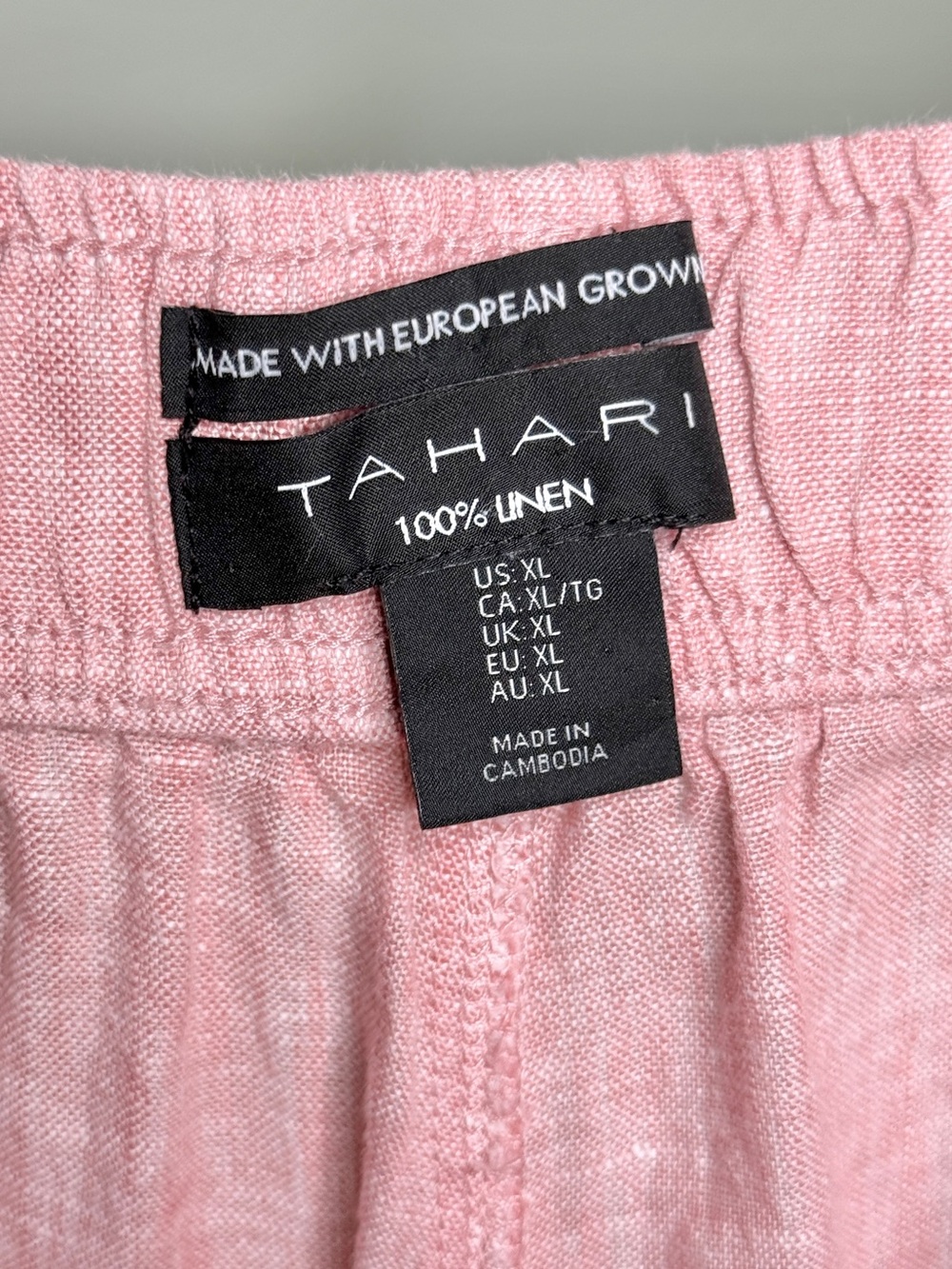 Tahari Linen Wide Leg Pull On Pants Casual Summer Vacation Pink Women's Size XL - Picture 7 of 8